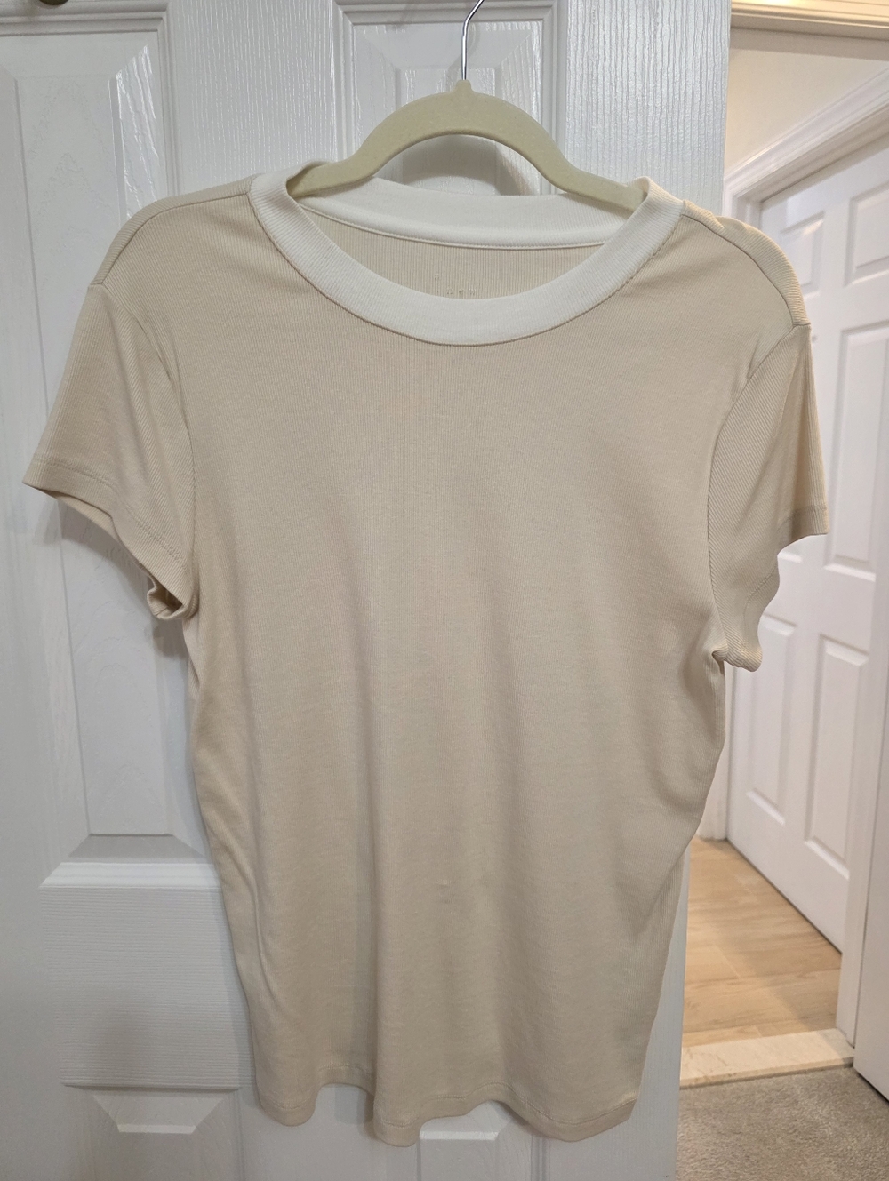a new day Cream Ribbed Tee Shirt